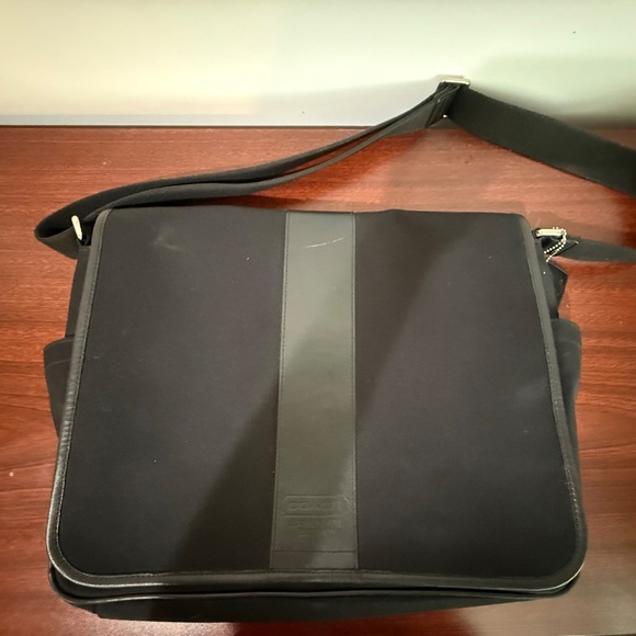 Coach Messenger Bag-Black Fabric with Leather Trim - Picture 3 of 8